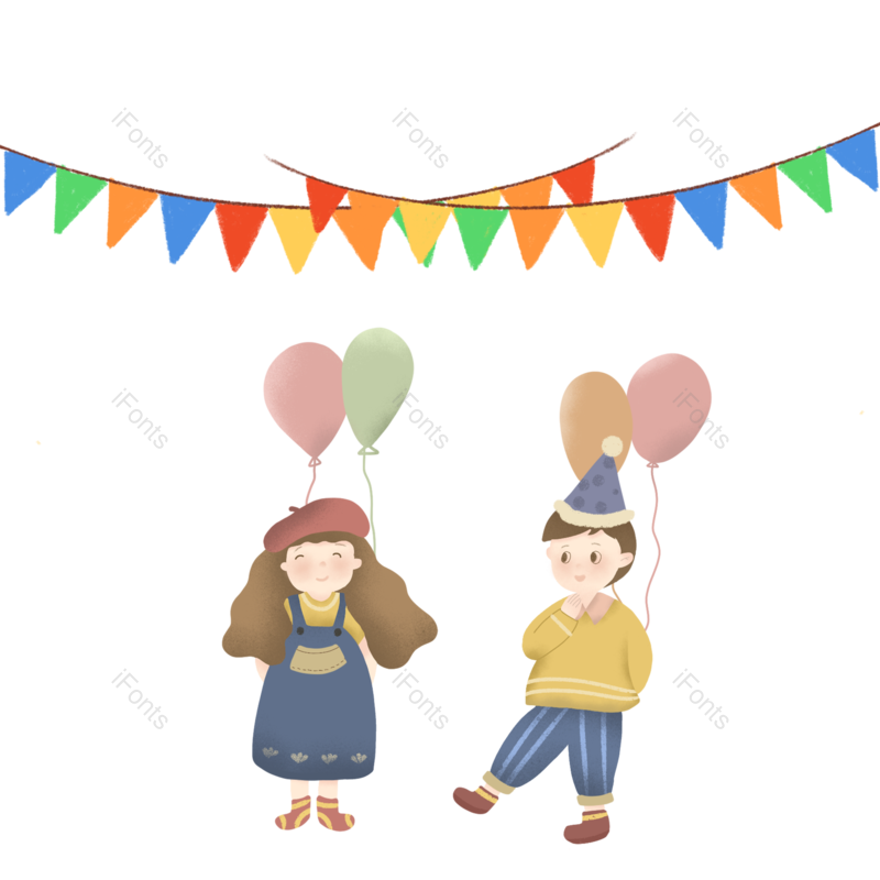 儿童节图片,彩带元素,儿童PNG,气球免抠素材